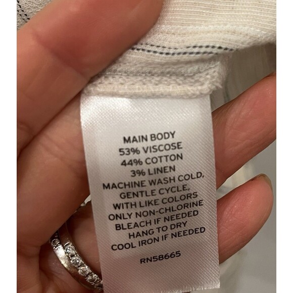 Nordstrom Striped Popover Sz Large Linen Blend Coastal Beach Casual - Picture 3 of 6